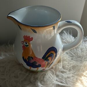 HEREND HUNGARY village pottery, handpainted rooster pitcher
